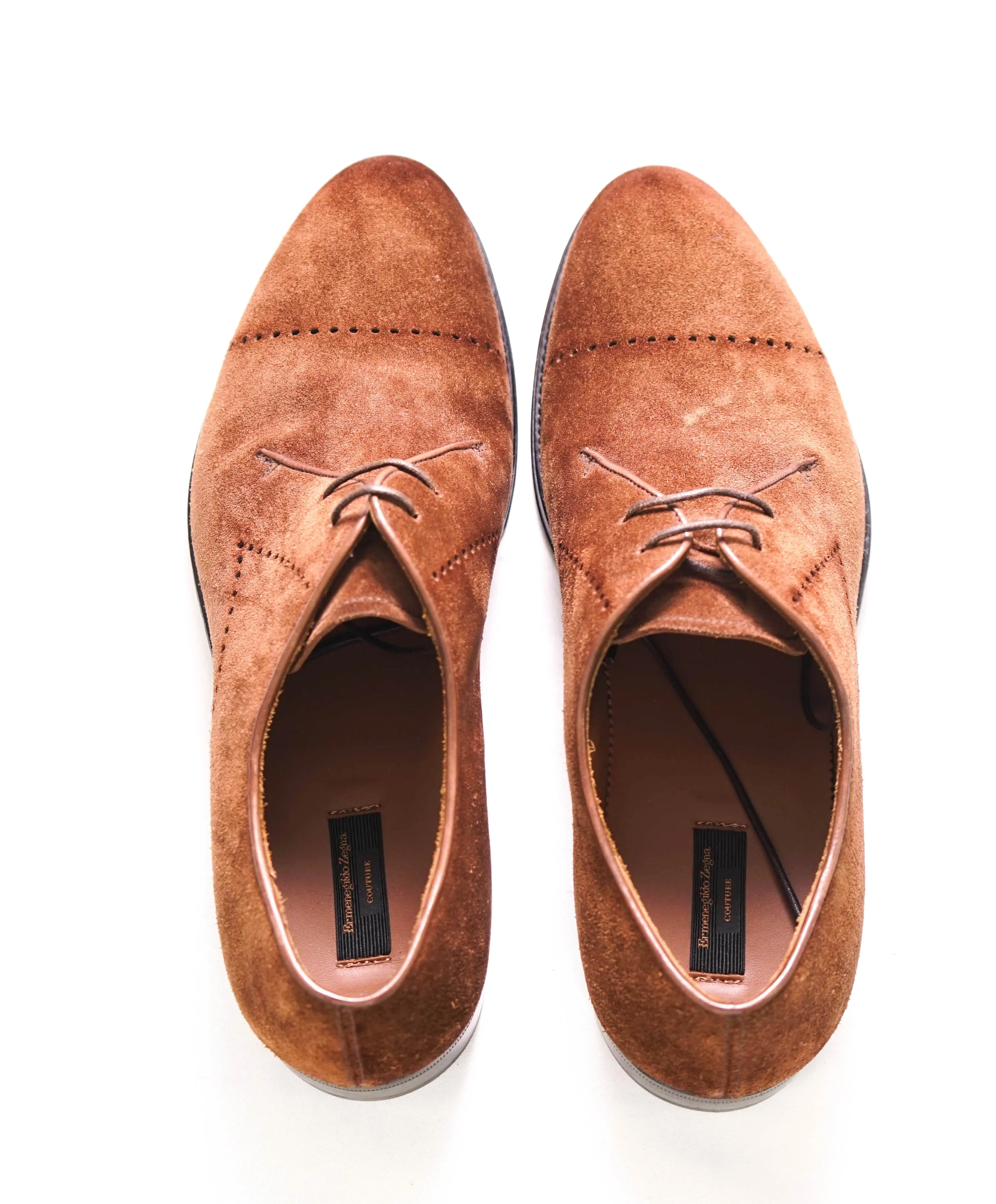 $1,450 ERMENEGILDO ZEGNA COUTURE - Tobacco Suede Oxfords - 9 US