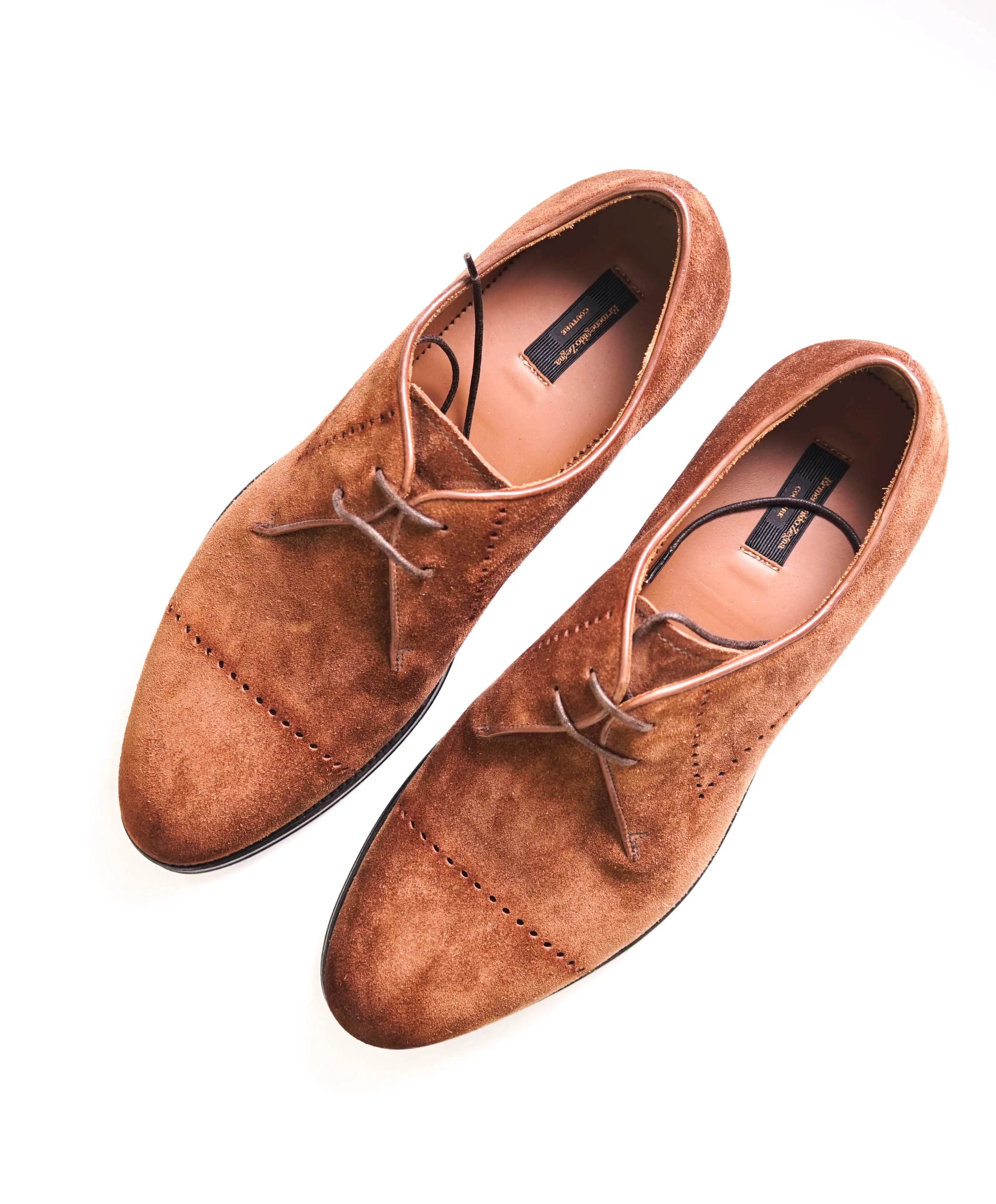 $1,450 ERMENEGILDO ZEGNA COUTURE - Tobacco Suede Oxfords - 9 US