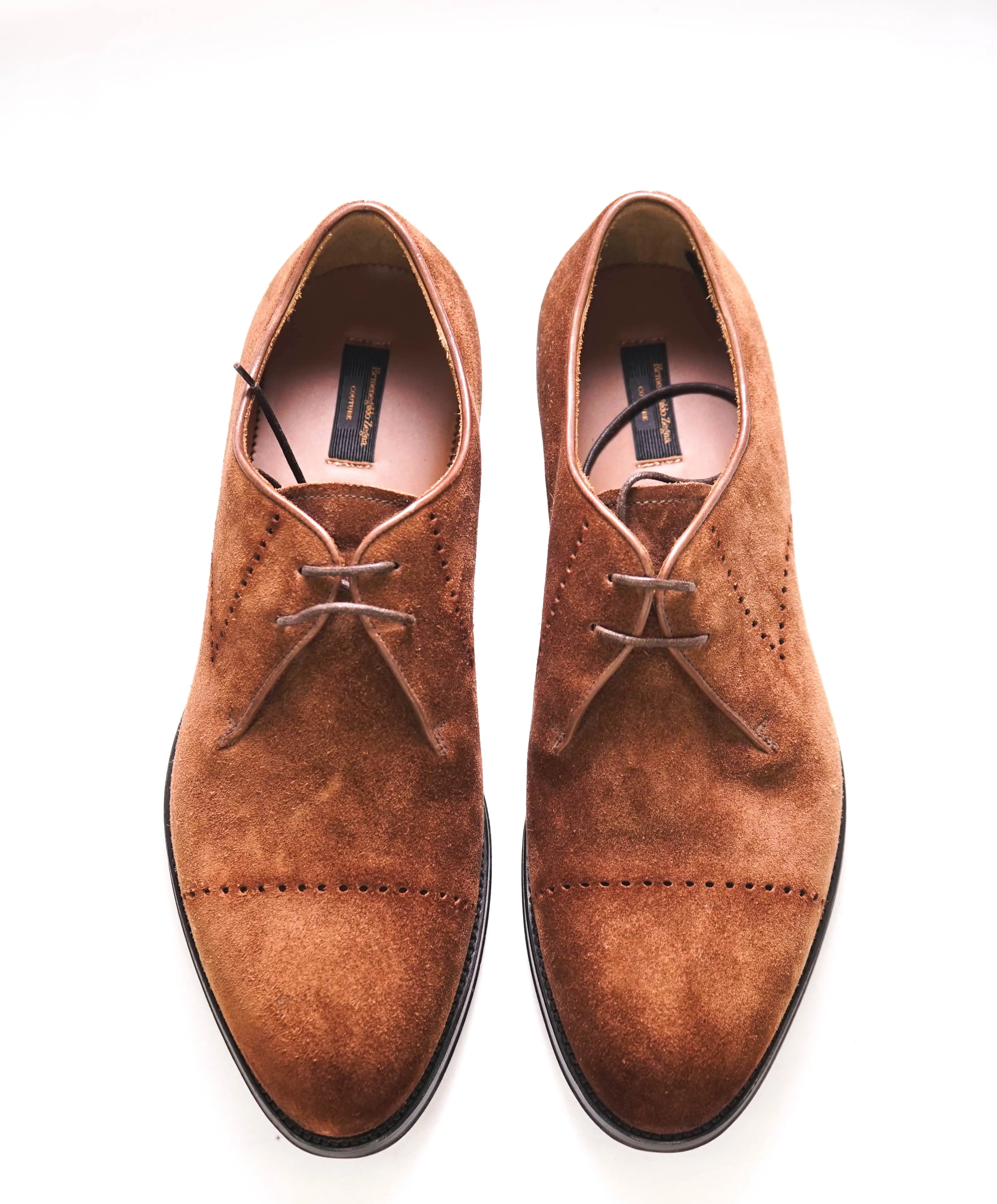 $1,450 ERMENEGILDO ZEGNA COUTURE - Tobacco Suede Oxfords - 9 US