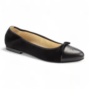 1623 - Black Suede Flats for Teen/Women by London Kids