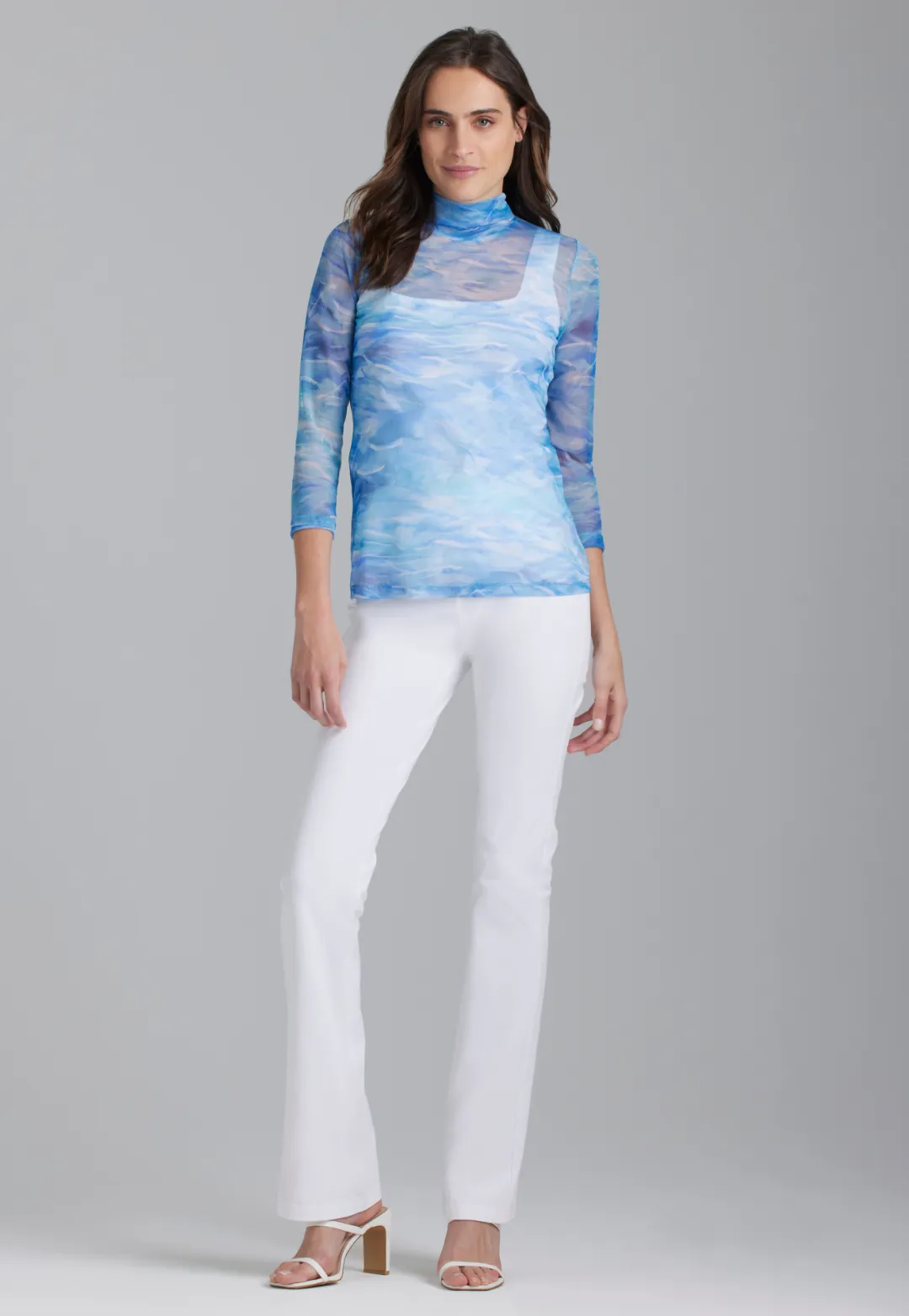 Aia Mesh Turtleneck in Ocean Brush