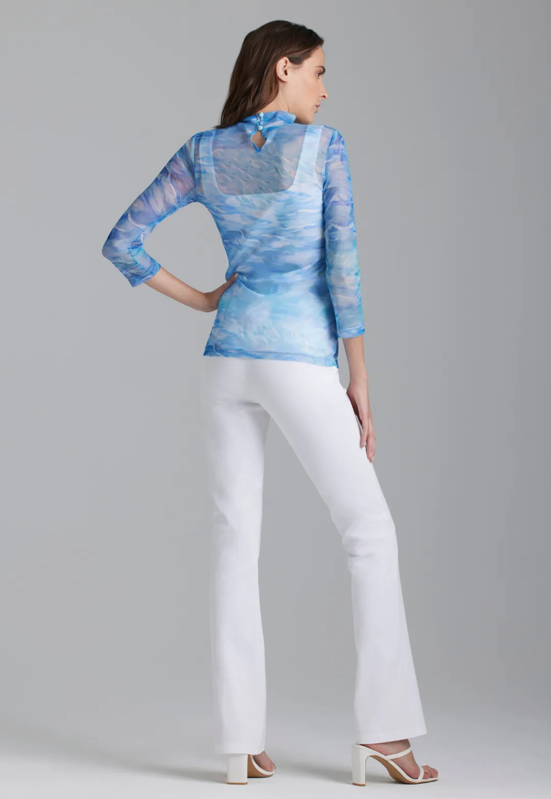 Aia Mesh Turtleneck in Ocean Brush