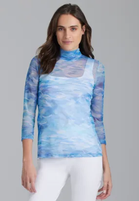 Aia Mesh Turtleneck in Ocean Brush