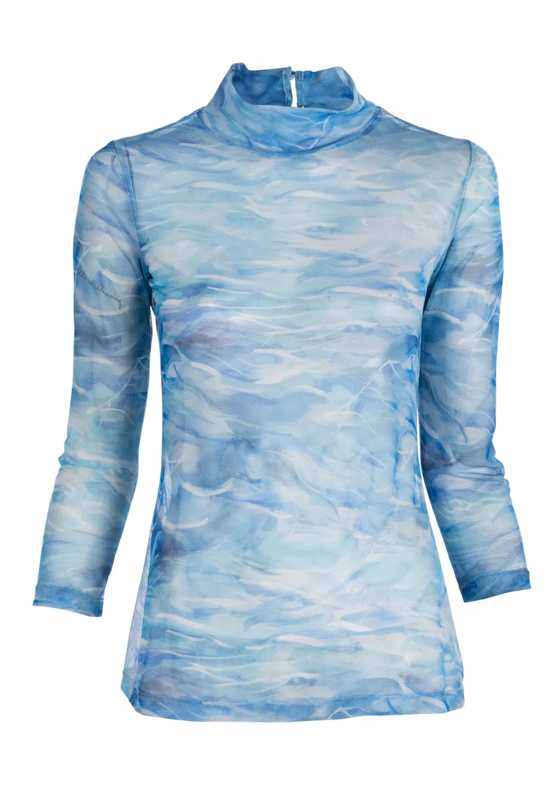 Aia Mesh Turtleneck in Ocean Brush