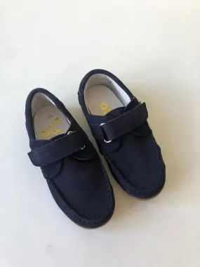 ALL Navy suede moc with velcro