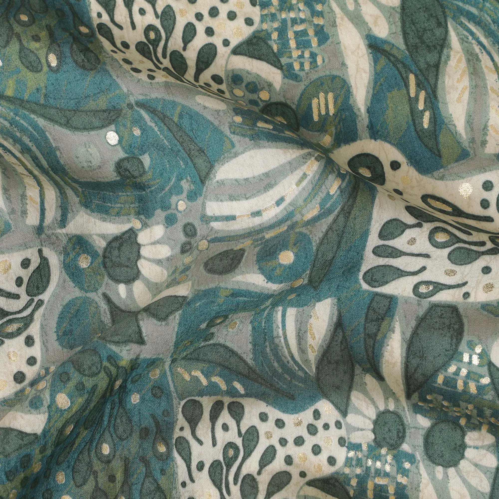 Aquatic Fantasy Viscose Fabric - 110cm Width, Whimsical Sea-Inspired Design, Buy Online by the Meter-D18023