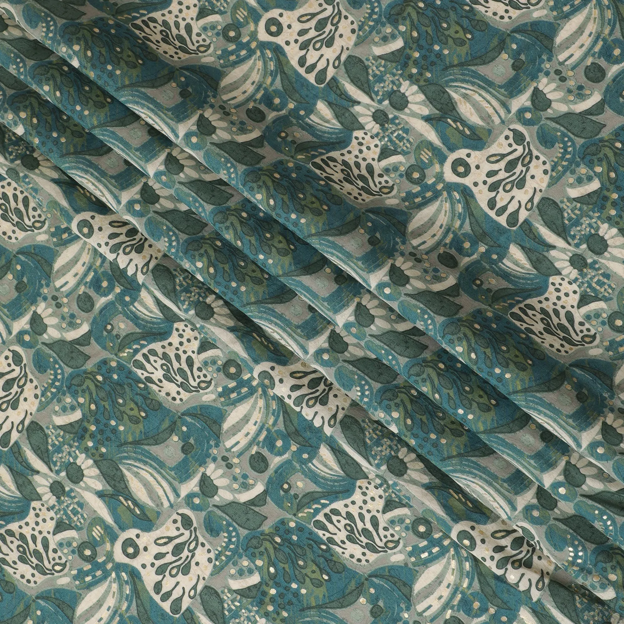 Aquatic Fantasy Viscose Fabric - 110cm Width, Whimsical Sea-Inspired Design, Buy Online by the Meter-D18023