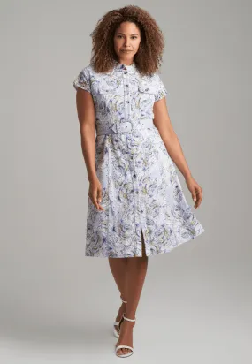 Arabelle Cotton Eyelet Dress in Blue Noisette