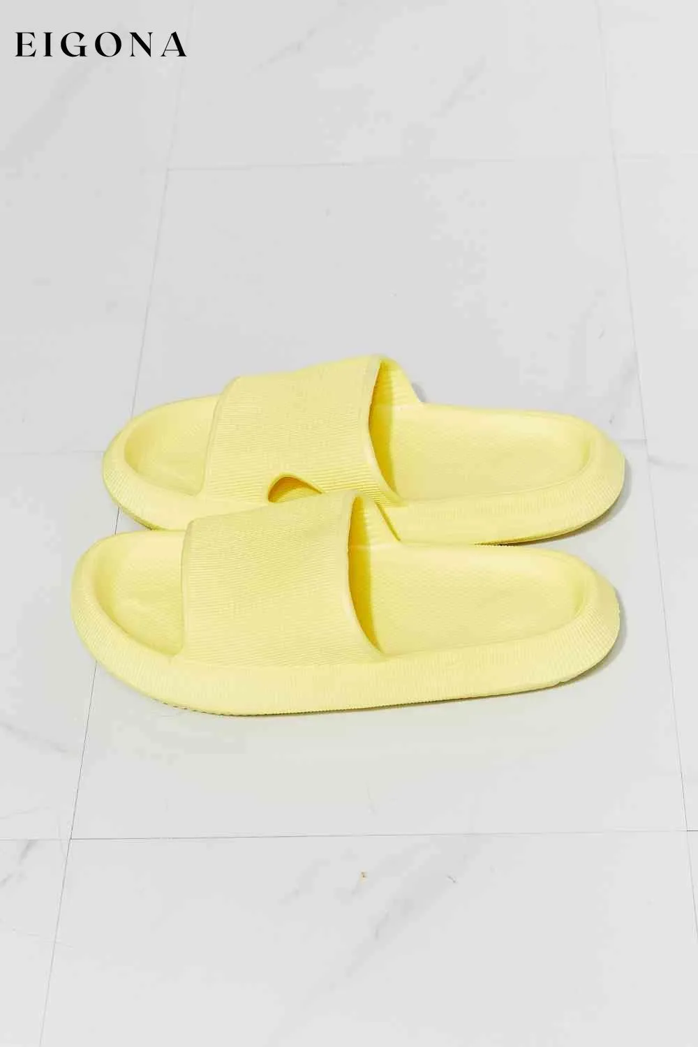 Arms Around Me Open Toe Slide in Yellow