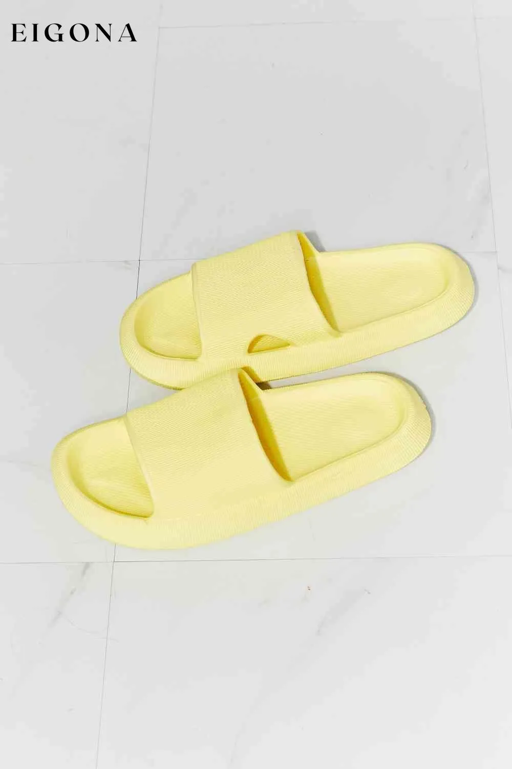 Arms Around Me Open Toe Slide in Yellow