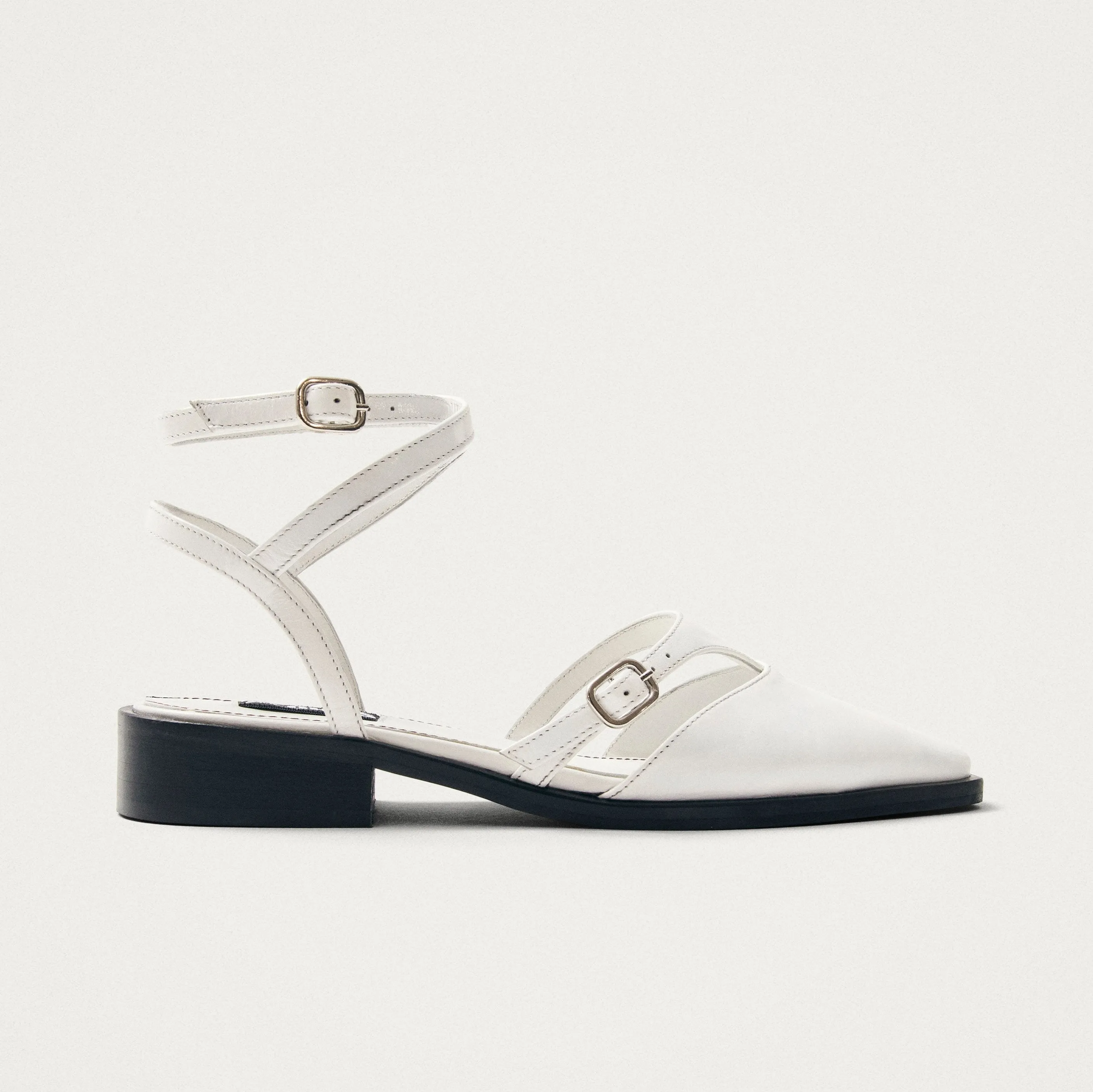 Aveline Cream Leather Ballet Flats