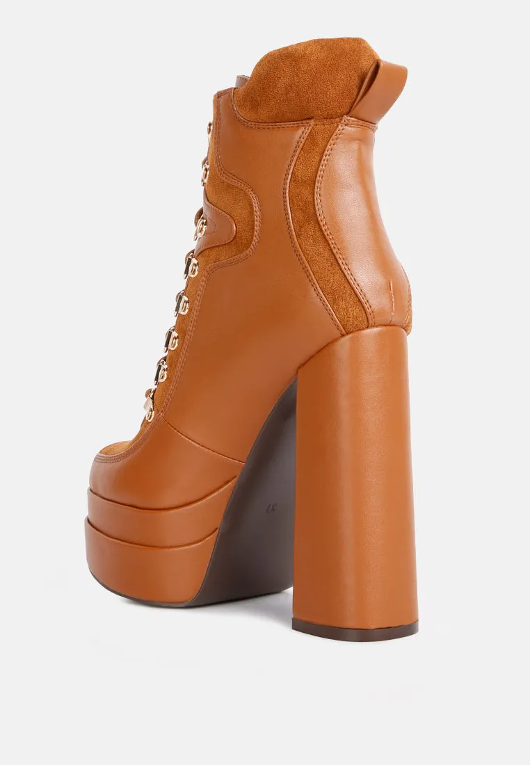 Beamer Faux Leather High Heeled Ankle Boots