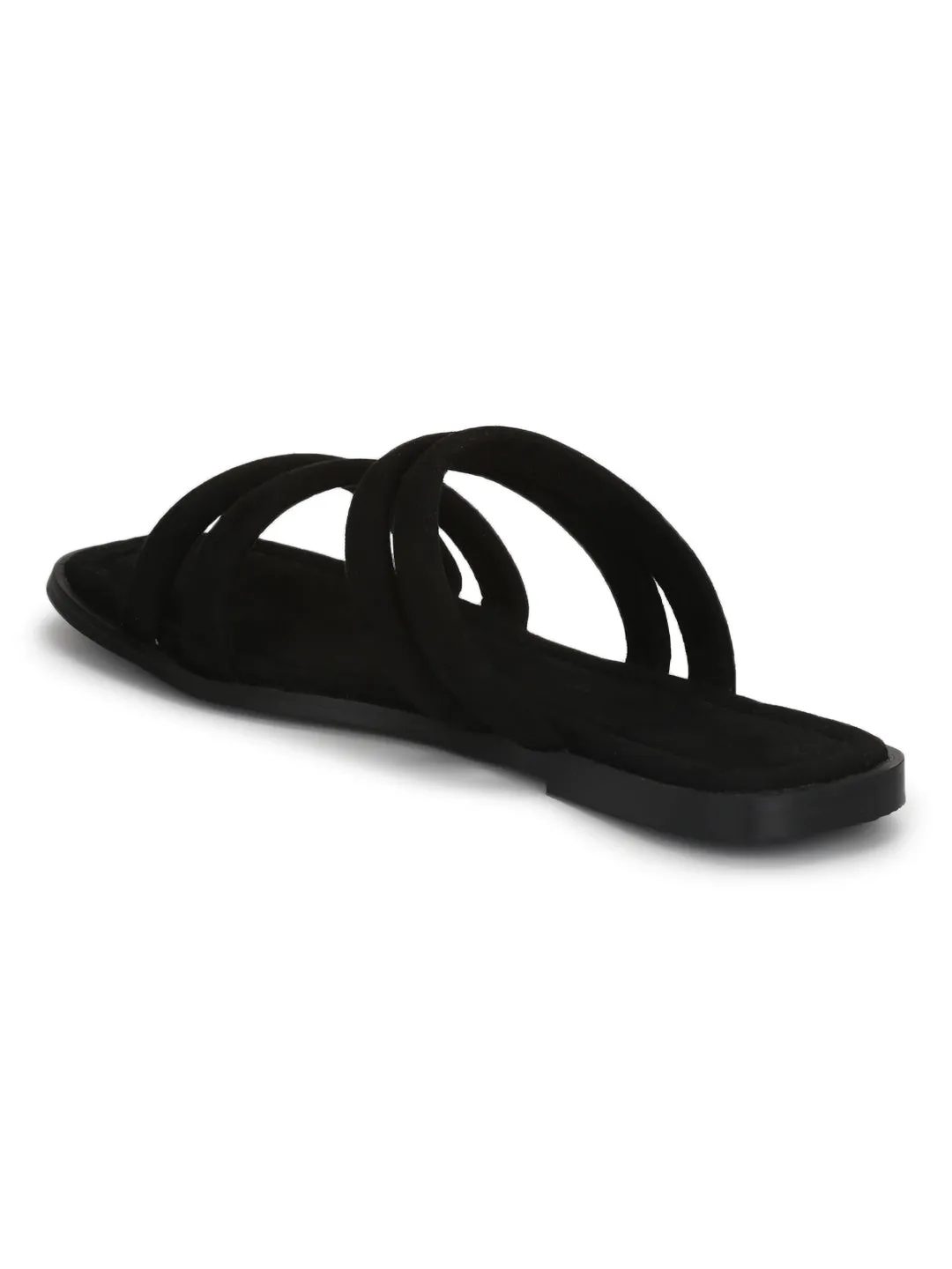 Black Micro Strap Slip-On Flats