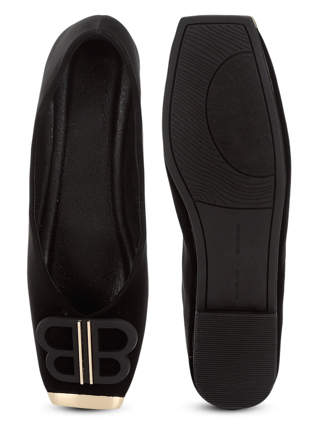 Black PU Slip-On Stylish Ballerina (TC-RS3646-BLK)