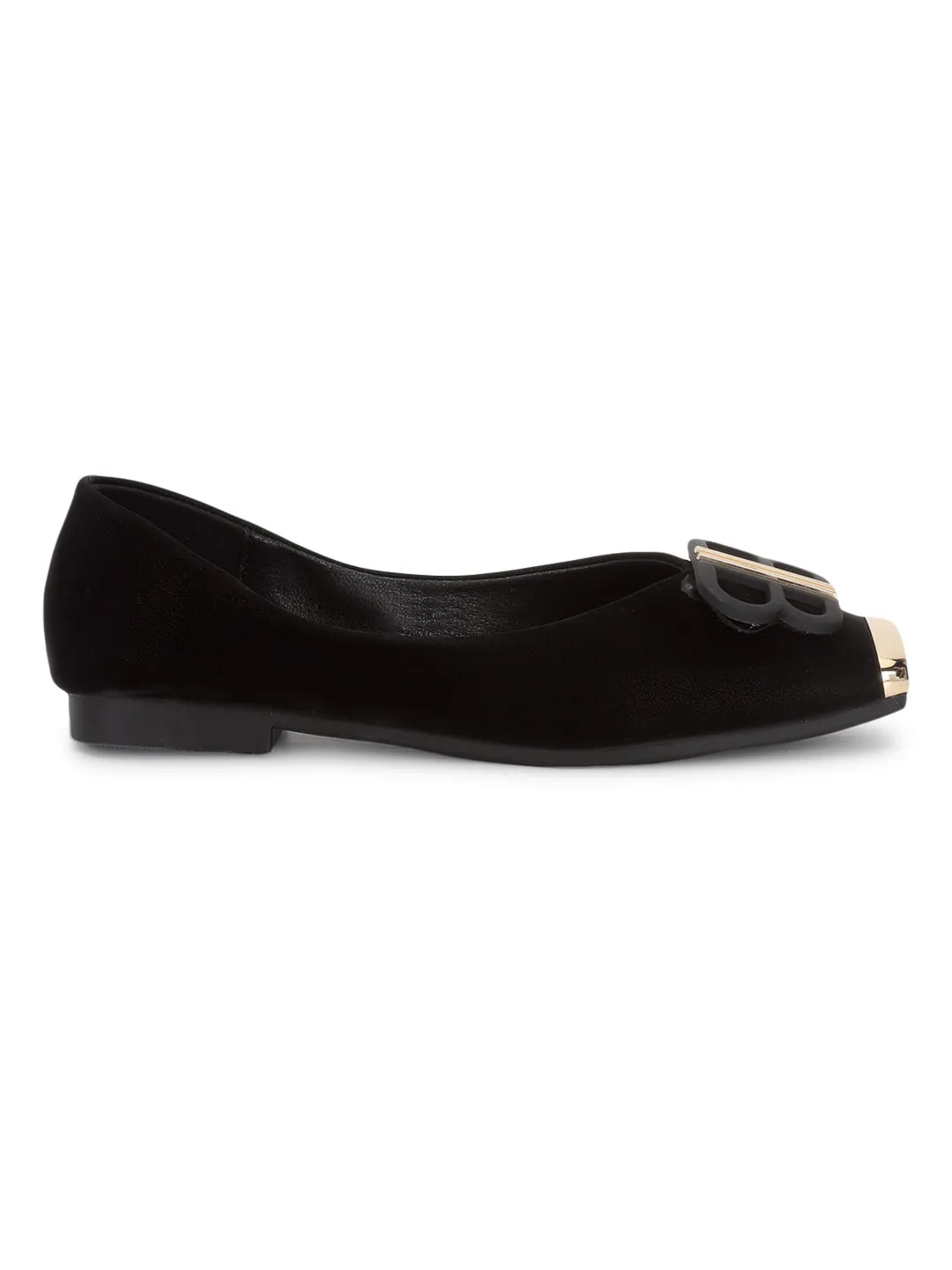 Black PU Slip-On Stylish Ballerina (TC-RS3646-BLK)