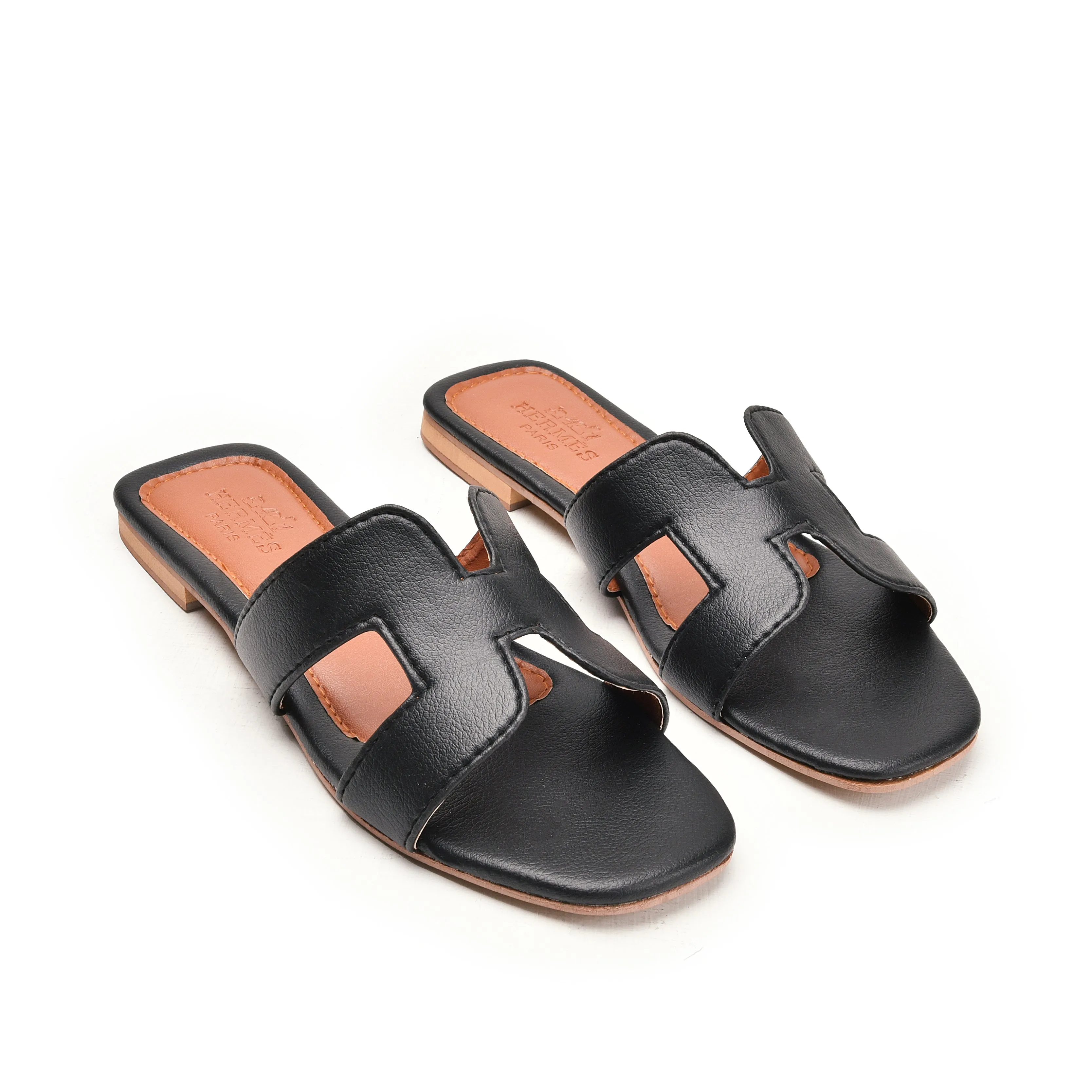 Black Slip-On Flats with Cut-Out Design | 597K-C