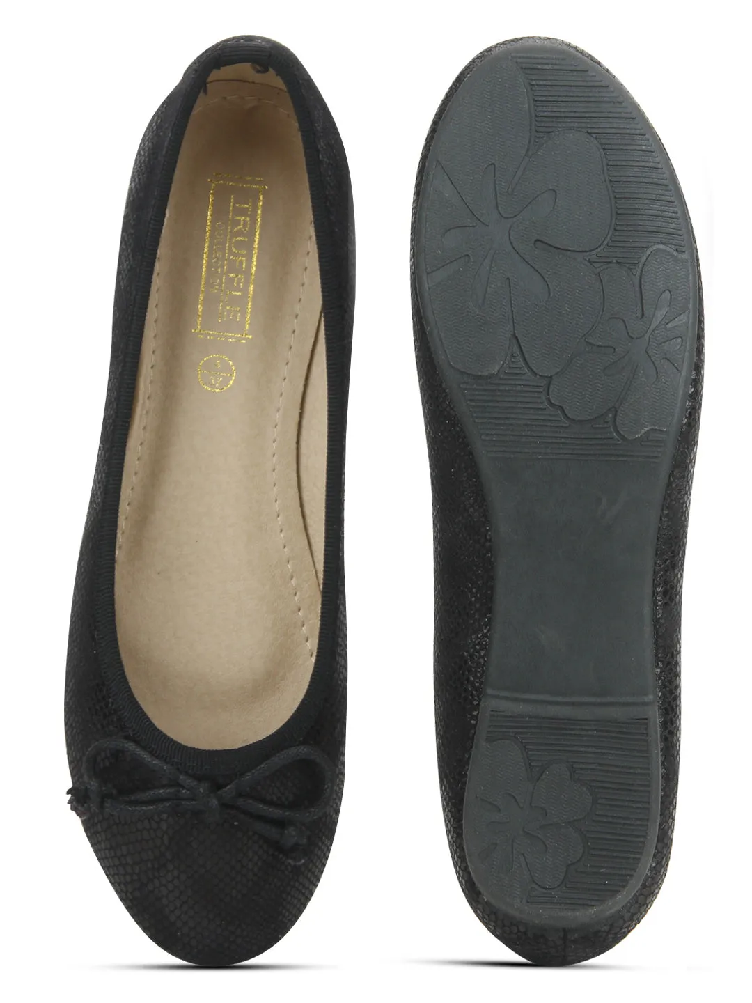 Black Snake Print Ballerina Flats