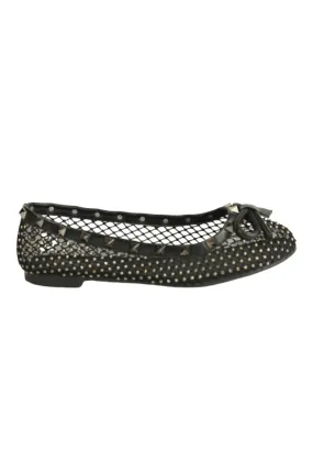 BLACK STUD DETAIL MESH SLIP ON SHOES