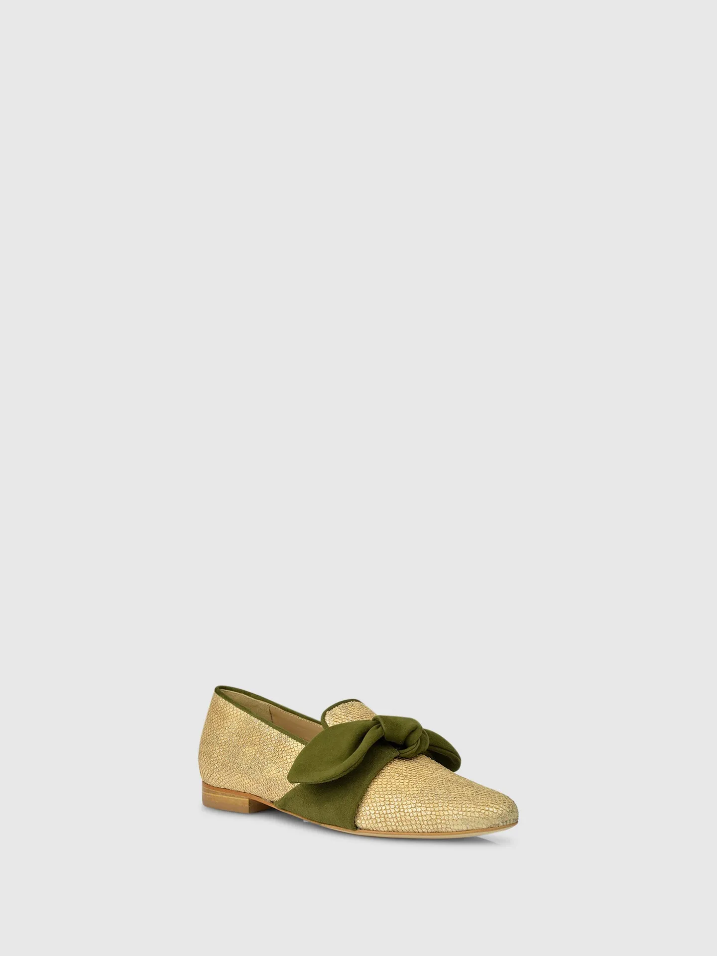 Bow Loafers D01L2 Gold/Green