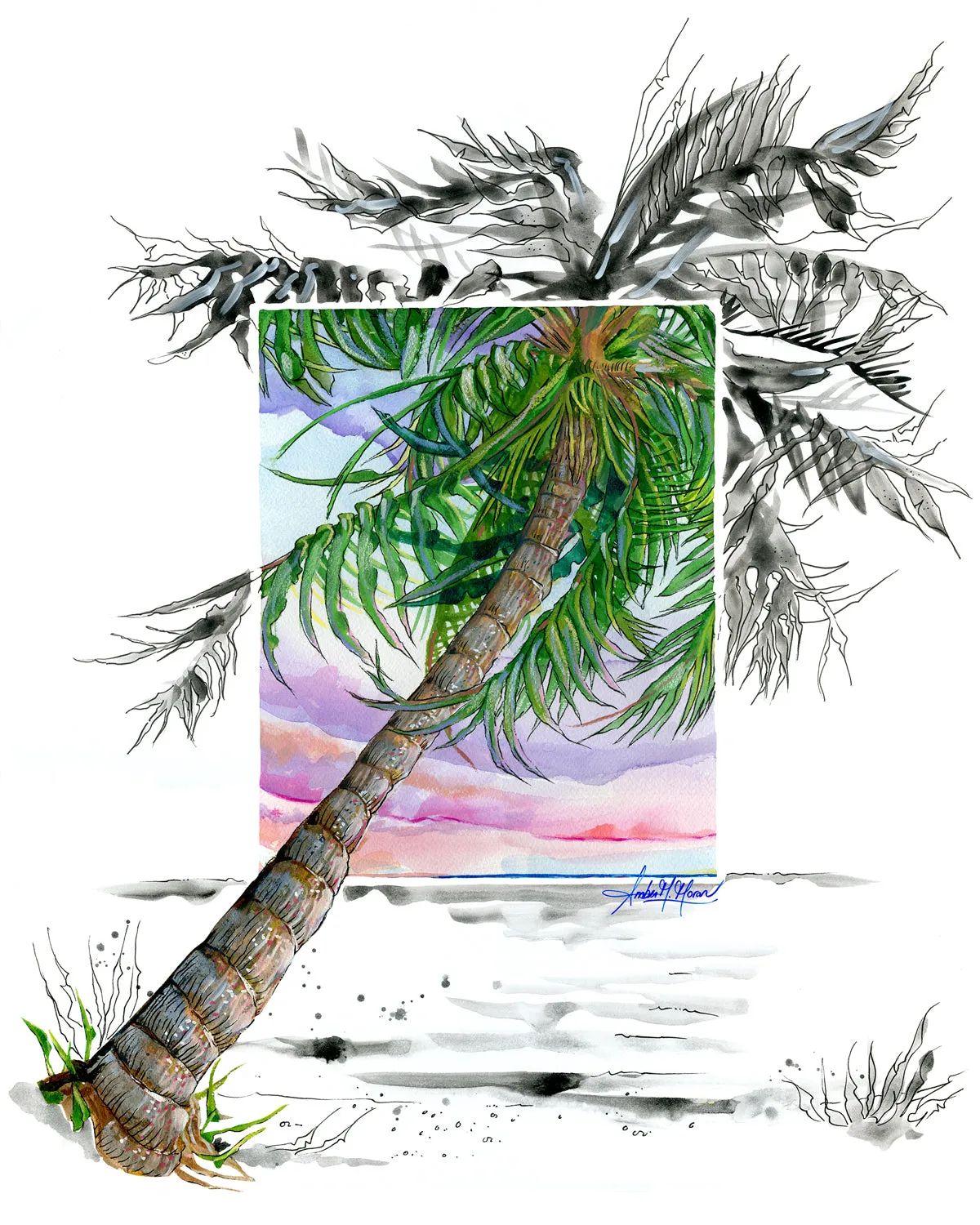 Breezy Palm Art Print 16x20 by Amber Moran