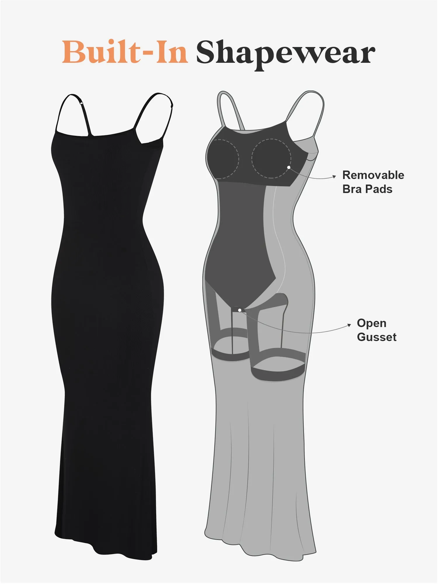 Built-In Shapewear Slip Maxi Lounge Dress