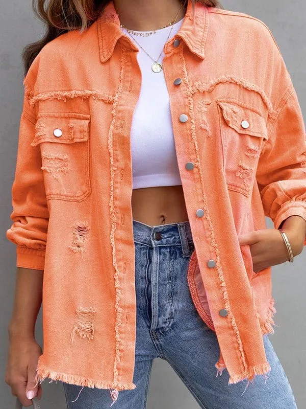 Casual Distressed Denim Jacket