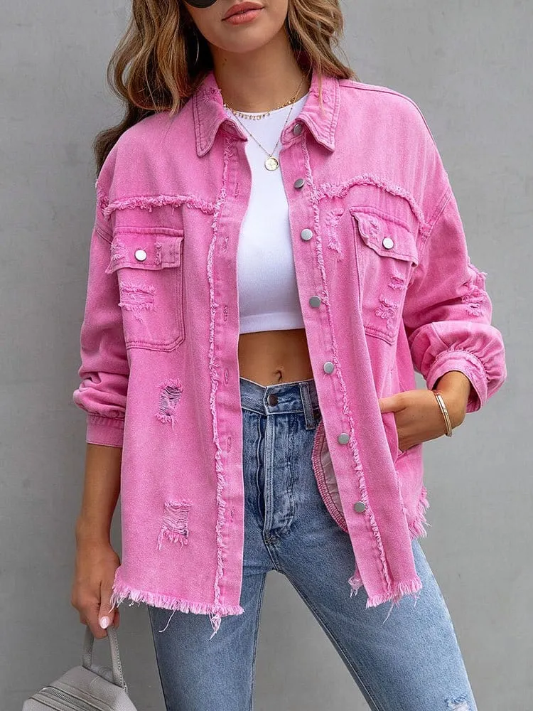 Casual Distressed Denim Jacket