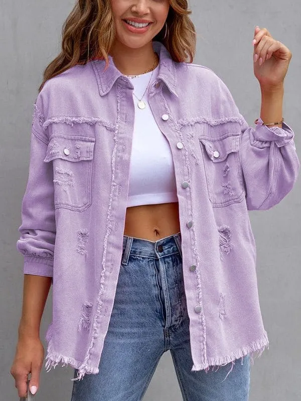 Casual Distressed Denim Jacket