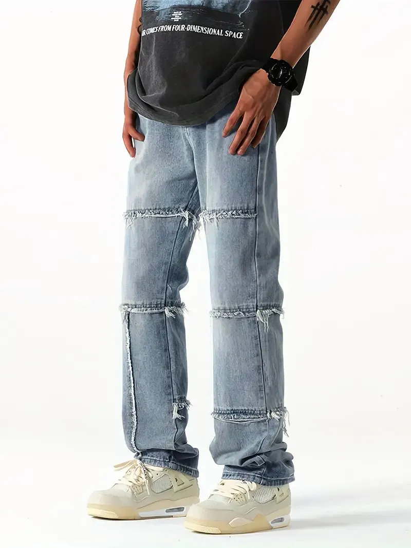 Casual Raw Trim Distressed Denim