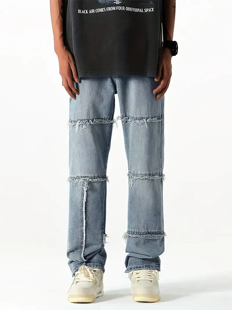 Casual Raw Trim Distressed Denim