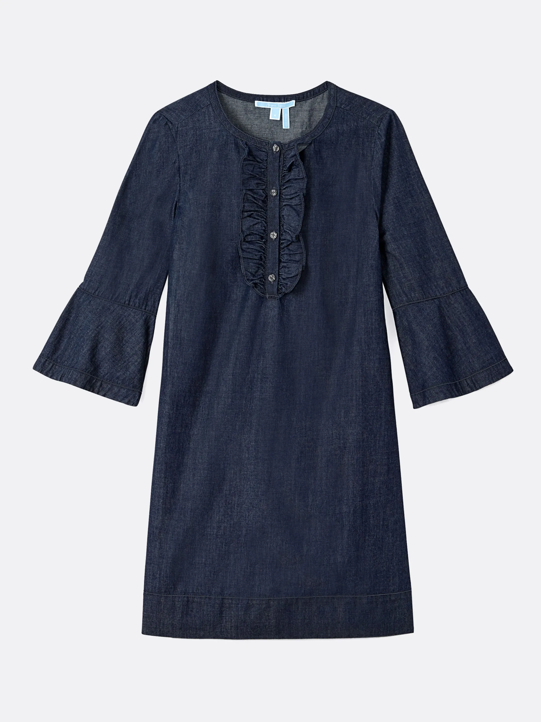 Chambray Ruffle Shift Dress