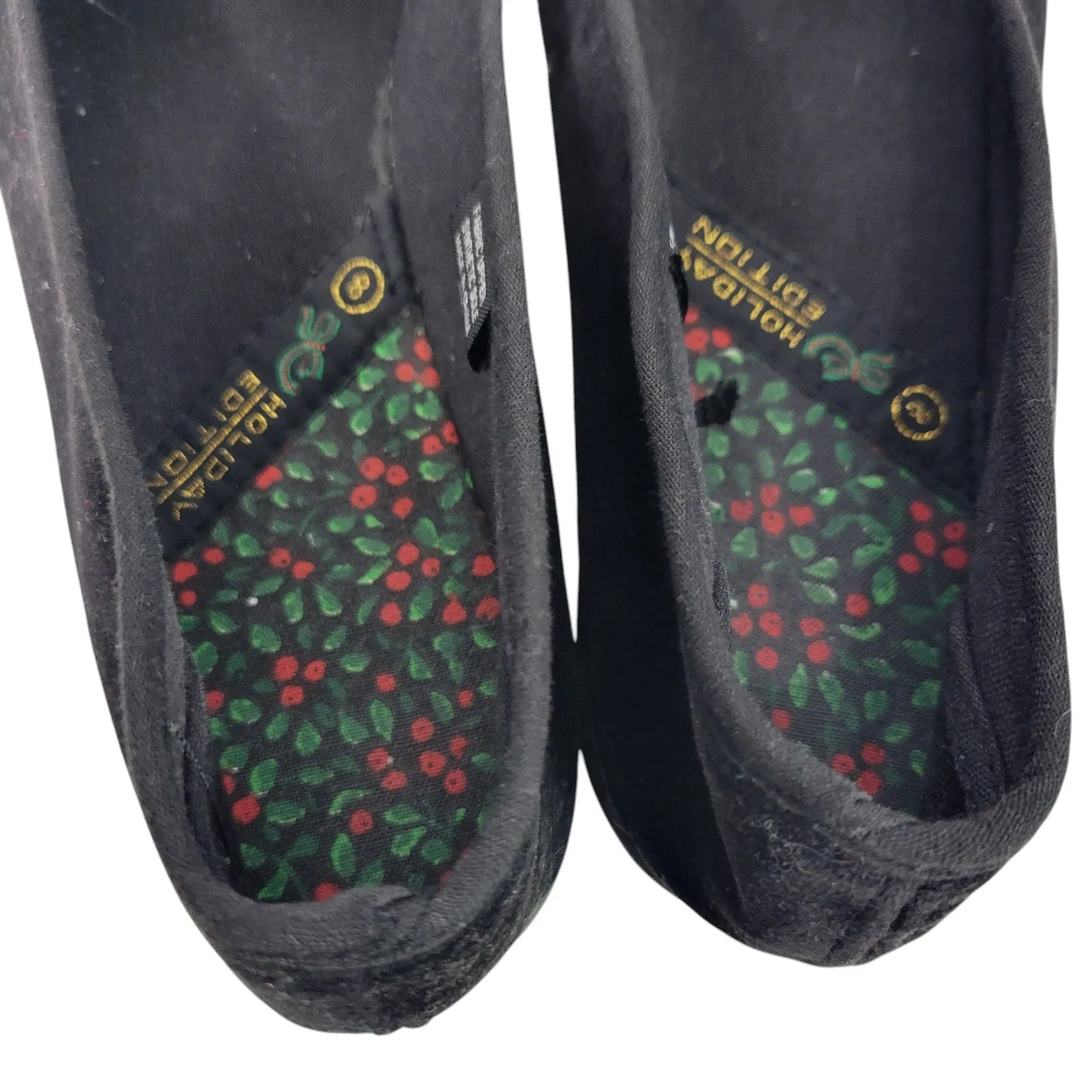 Christmas Bells Flats Black Velvet Velour Loafers Festive Holiday XMas Shoes 8