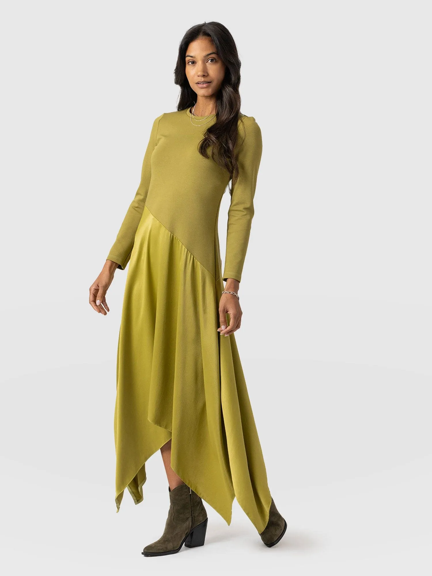 Cleo Asymmetric Dress - Olive