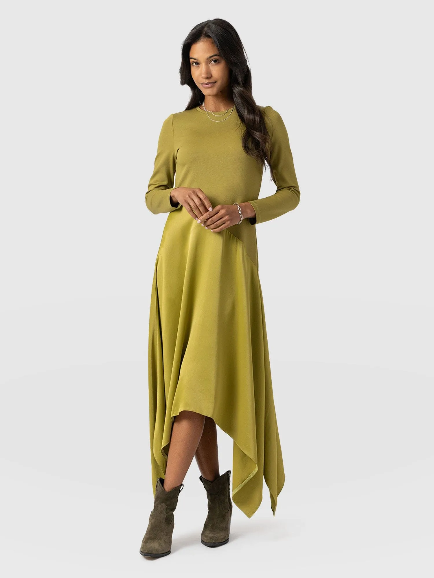 Cleo Asymmetric Dress - Olive