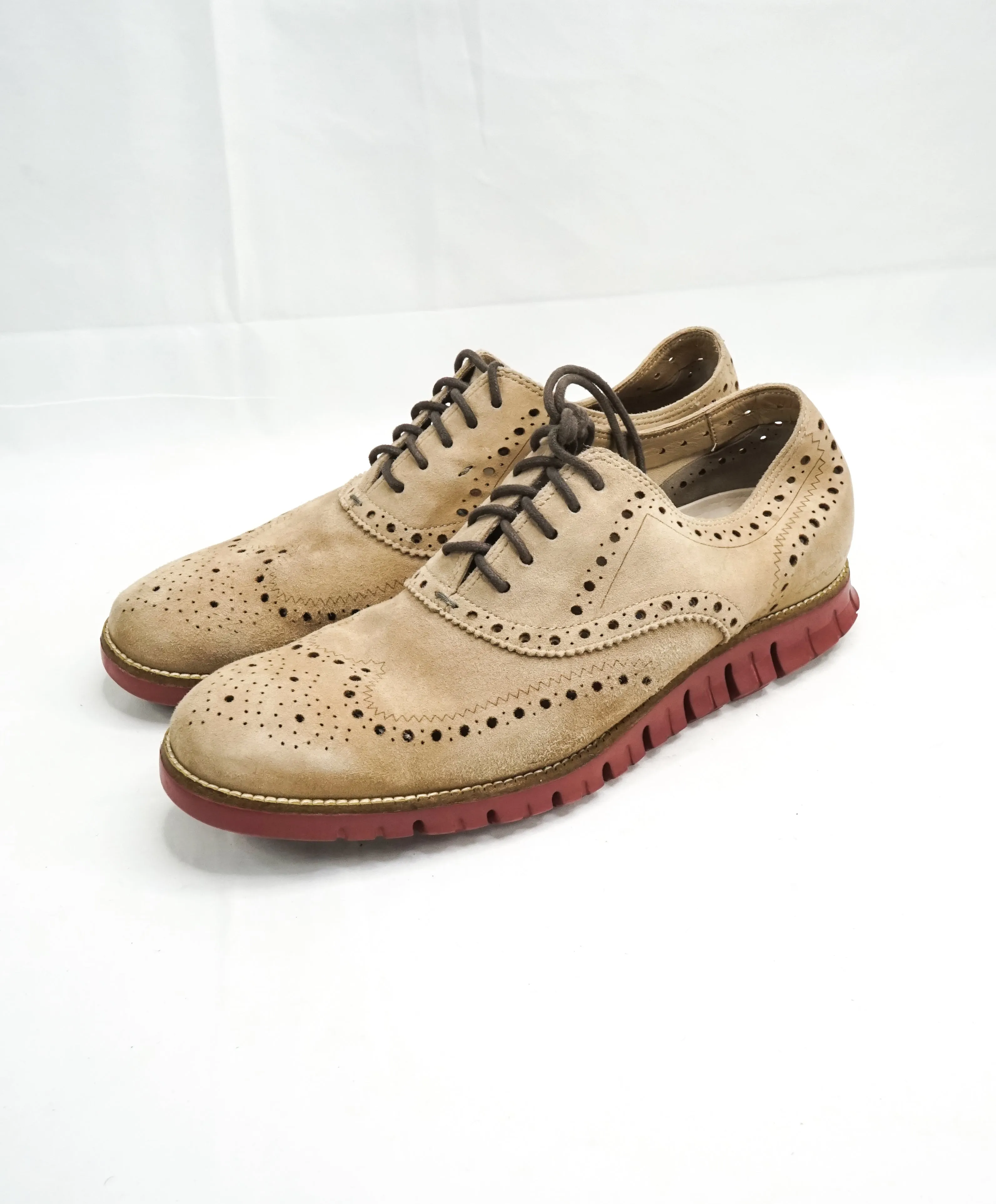 COLE HAAN - ZeroGrand Suede Wingtip Comfort Oxfords Beige Suede - 11.5