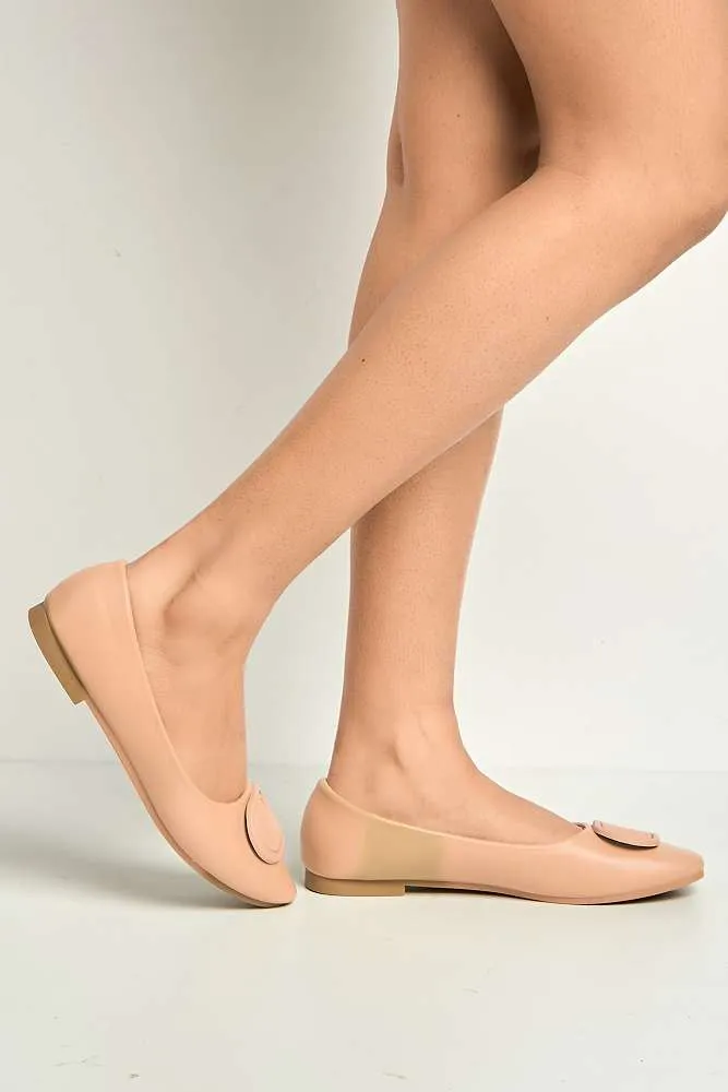 Dalia Monogram Detail Brooch Pumps in Nude