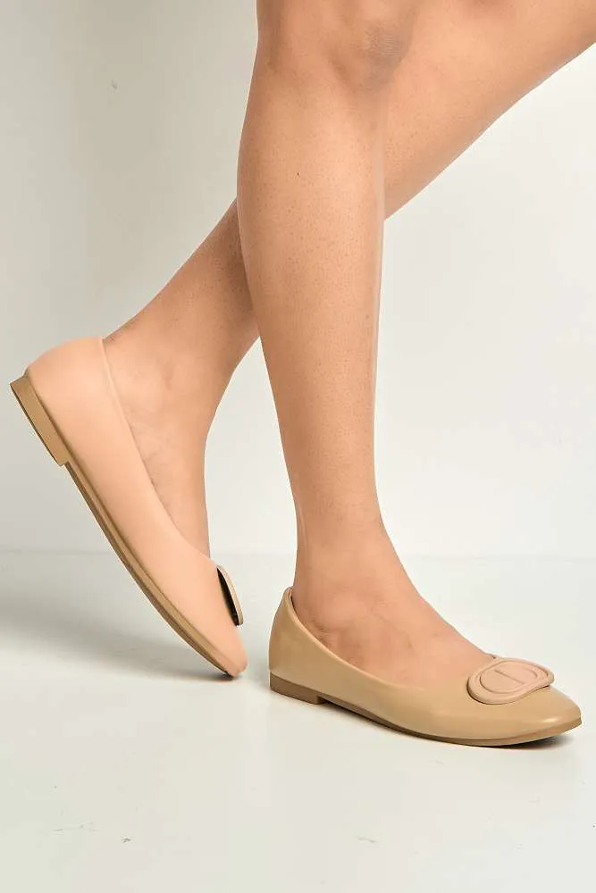 Dalia Monogram Detail Brooch Pumps in Nude