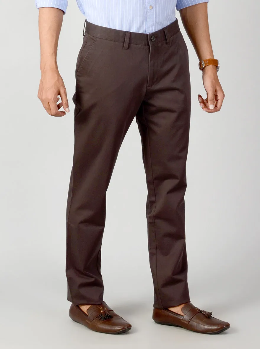 Dark Grey Self Textured Slim Fit Casual Trouser | JadeBlue