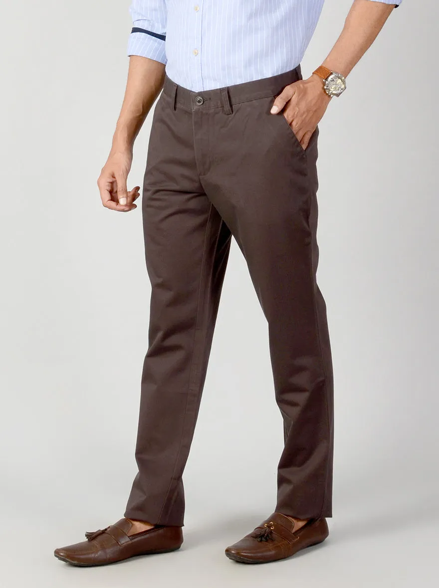 Dark Grey Self Textured Slim Fit Casual Trouser | JadeBlue