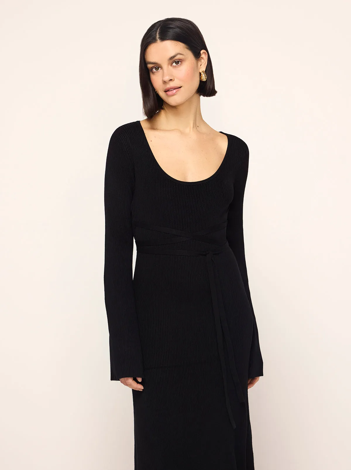 Darryl Black Ribbed Knit Dress