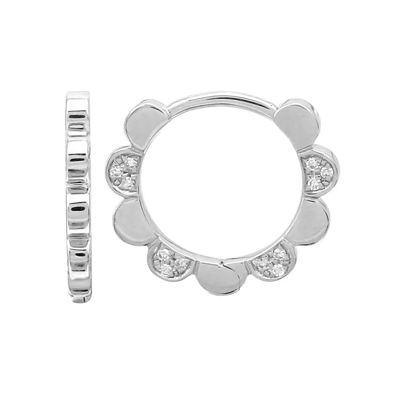 Diamond Flower Hoop Earrings