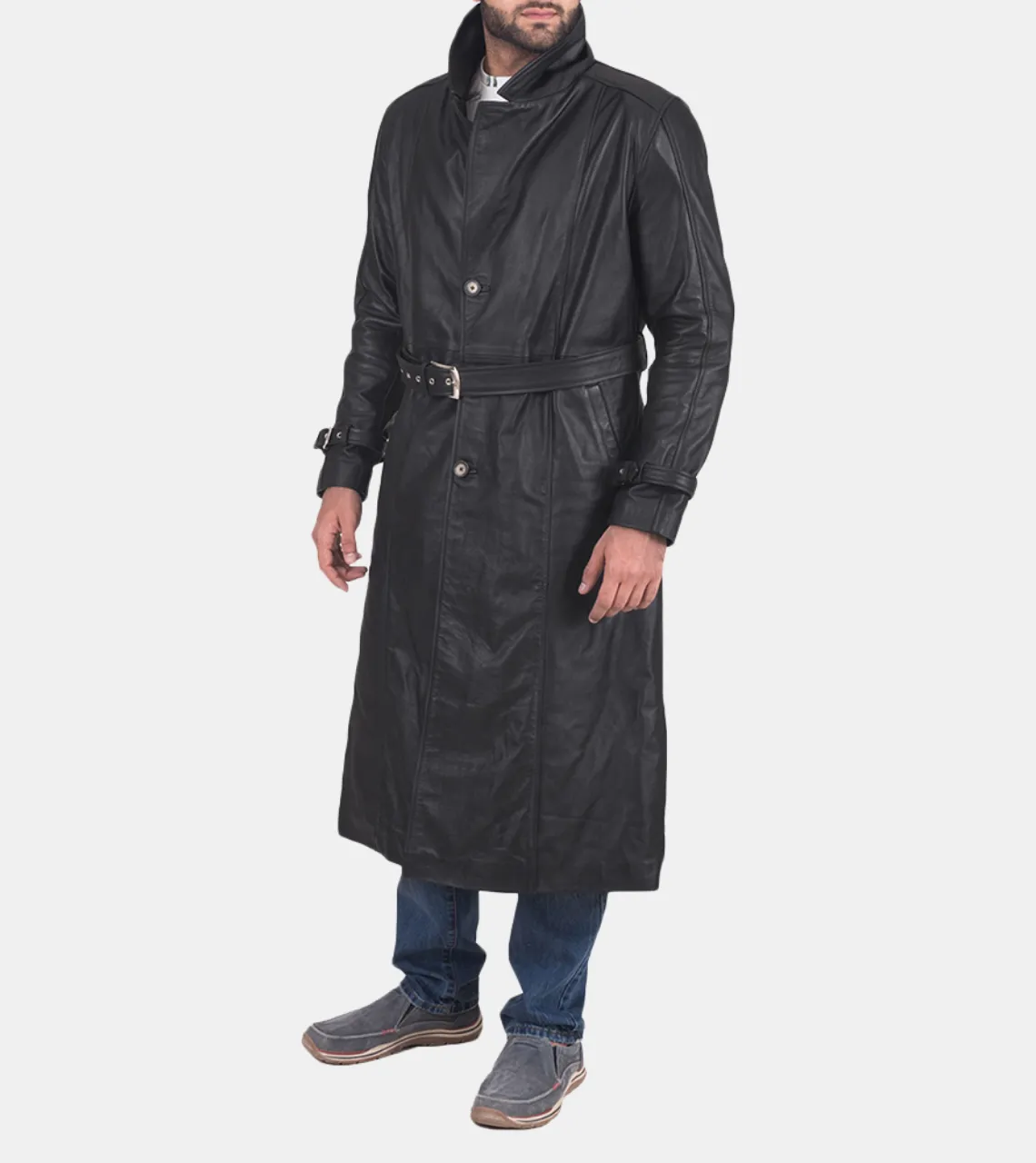 Dion Men's Black Distressed Leather Coat