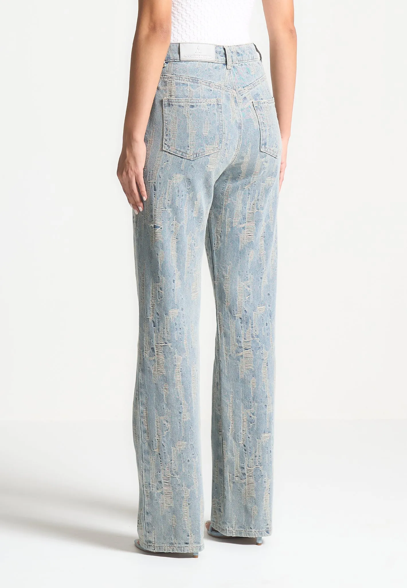 Distressed Boyfriend Jeans - Mid Blue