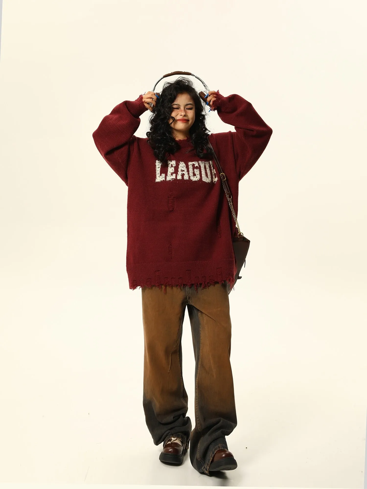 Distressed League Varsity Sweatshirt