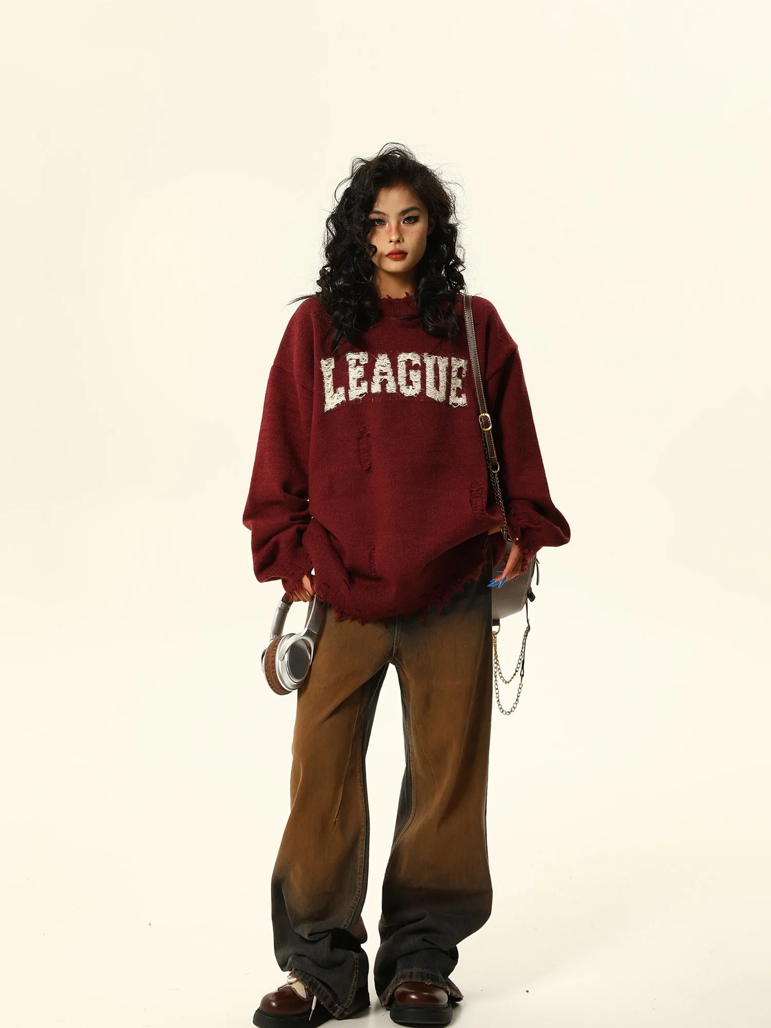 Distressed League Varsity Sweatshirt