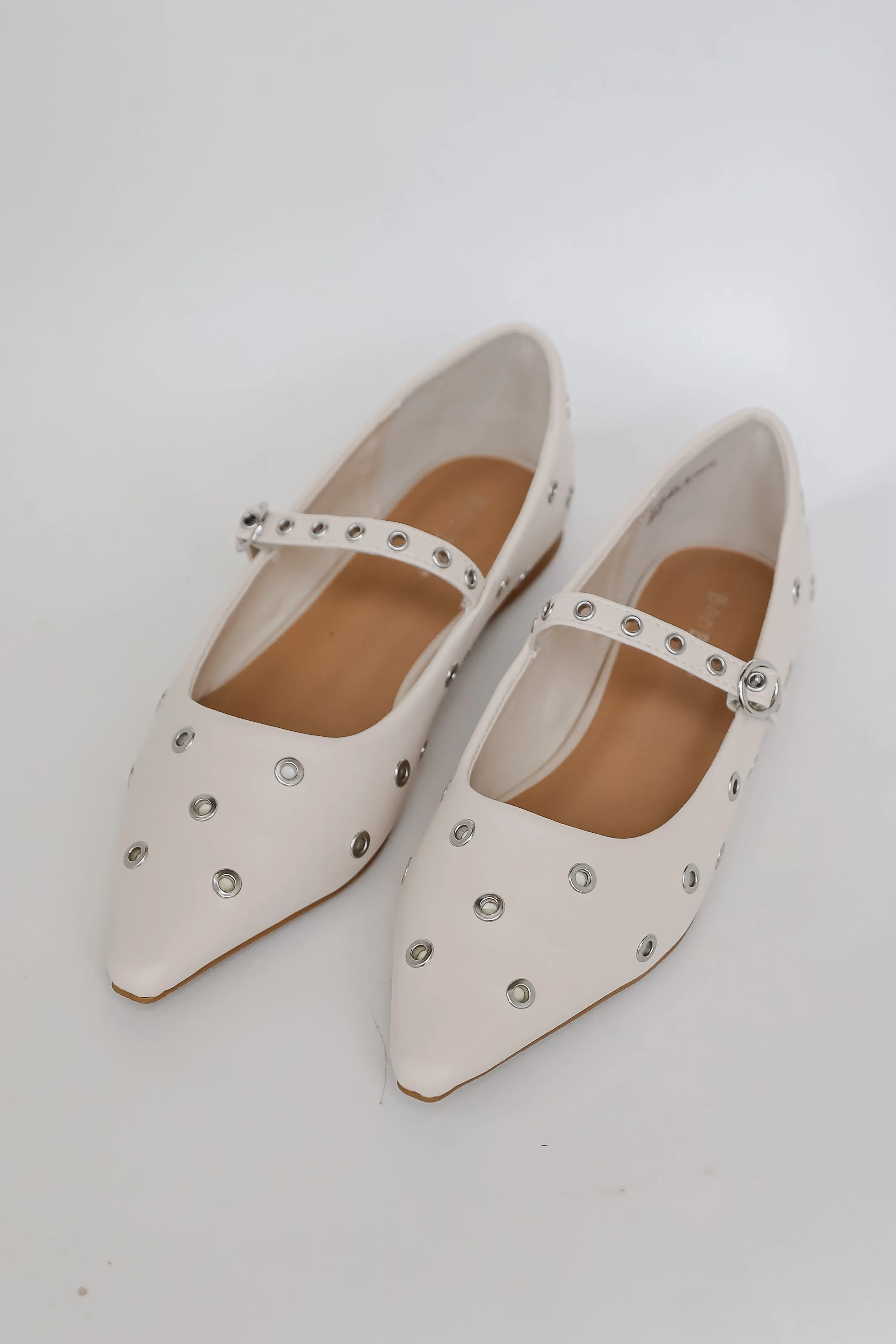 FINAL SALE - Stay On Point Ivory Studded Flats