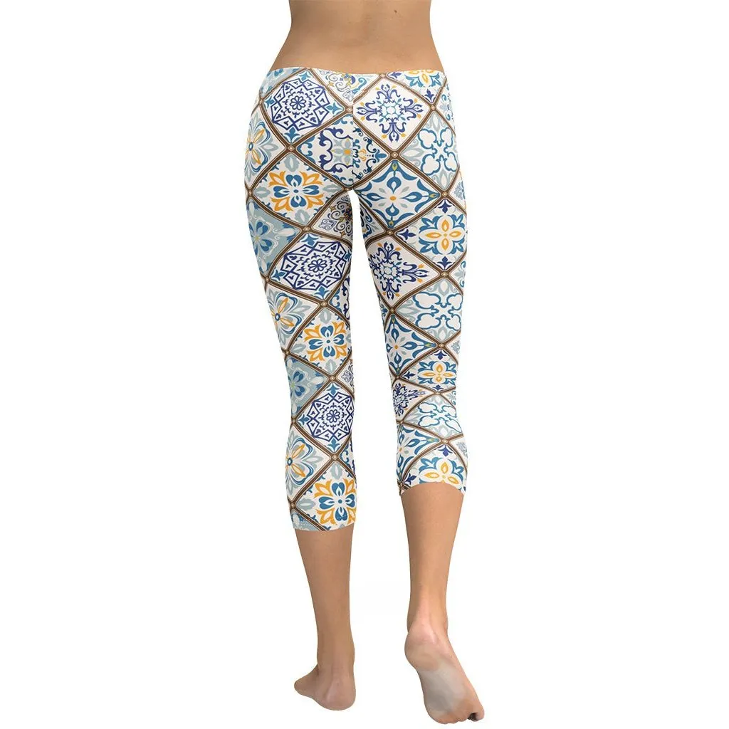 Floral Tile Print Capris