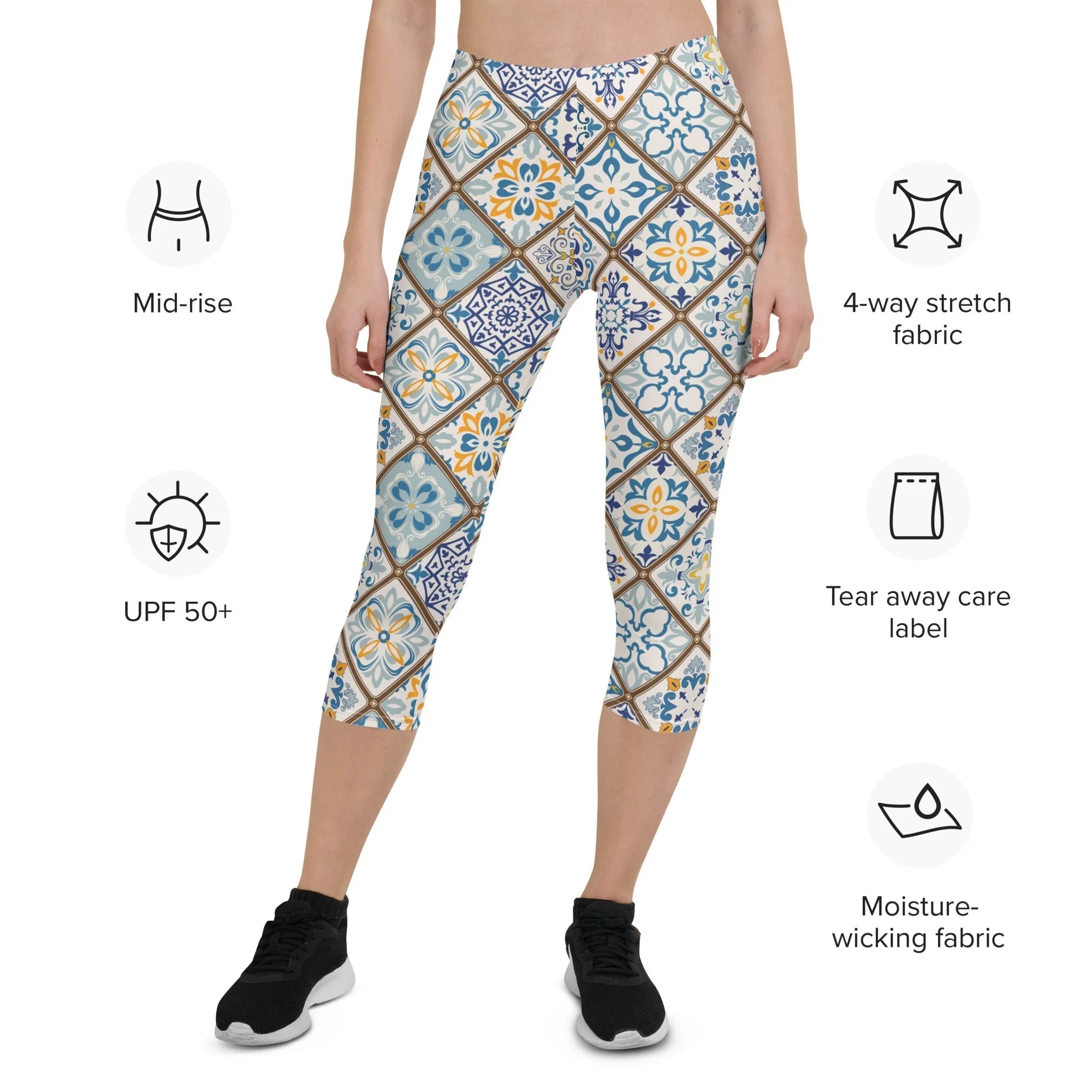 Floral Tile Print Capris