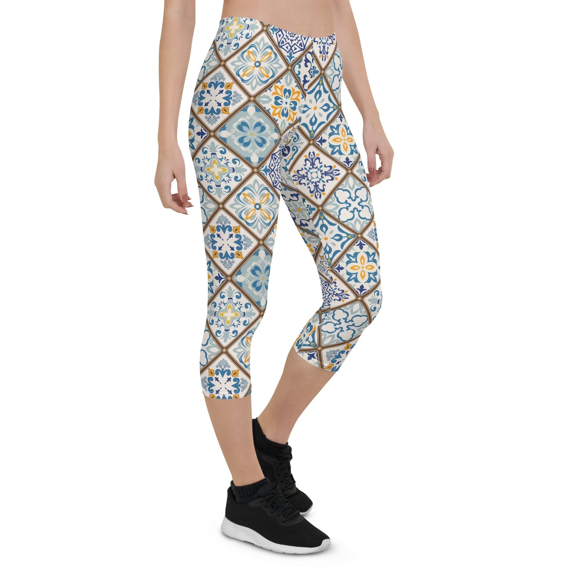 Floral Tile Print Capris