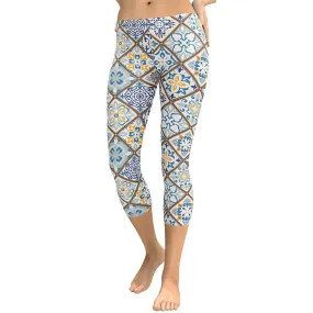 Floral Tile Print Capris